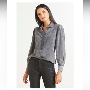 Rails Angelica Black Acid Wash Long Sleeve Button Up Sz Large